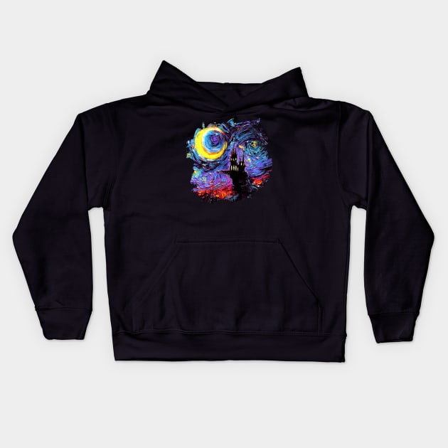 The Haunting of van Gogh with border Kids Hoodie by sagittariusgallery